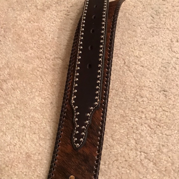 Nocona belt with cow hide and rhinestone stunning main image 8